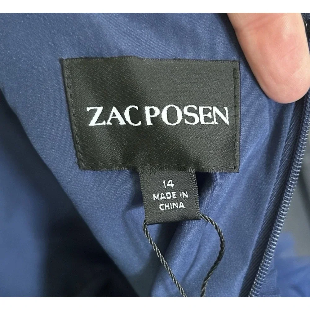 Zac Posen $795 Tiered Ruffle Midnight Navy Gown Dress 14 NWT - Picture 9 of 12